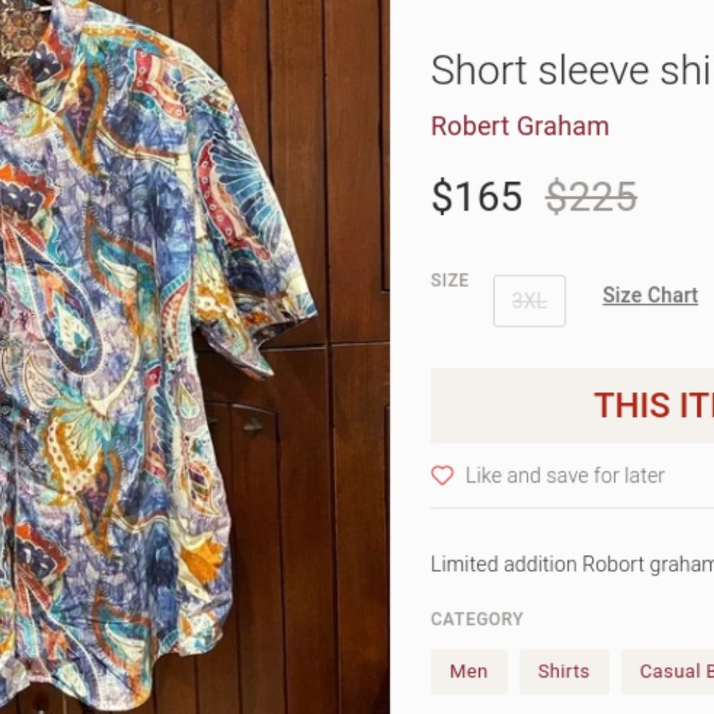 Robert Graham limited edition 3XL short sleeve shirt button down - Picture 7 of 8